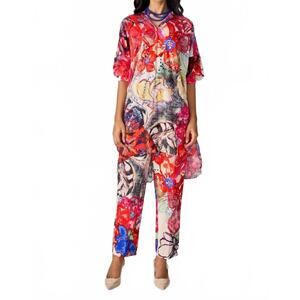 NEW SAAKSHA & KINNI akira abstract print trousers in pink prime multi